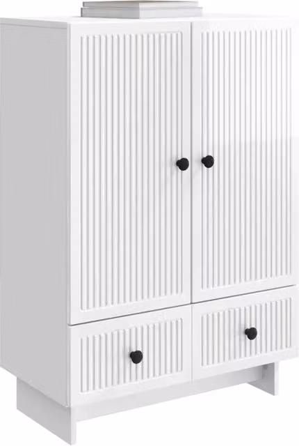 Credenza Buffet da pranzo Design In Bianco Lucido L: 66 cm, P: 34,5 cm, H: 95 cm in Legno MDF