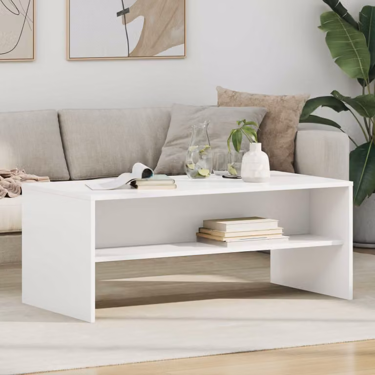 vidaXL Tavolino da salotto moderno rettangolare bianco L: 100 cm, P: 50 cm, H: 40 cm