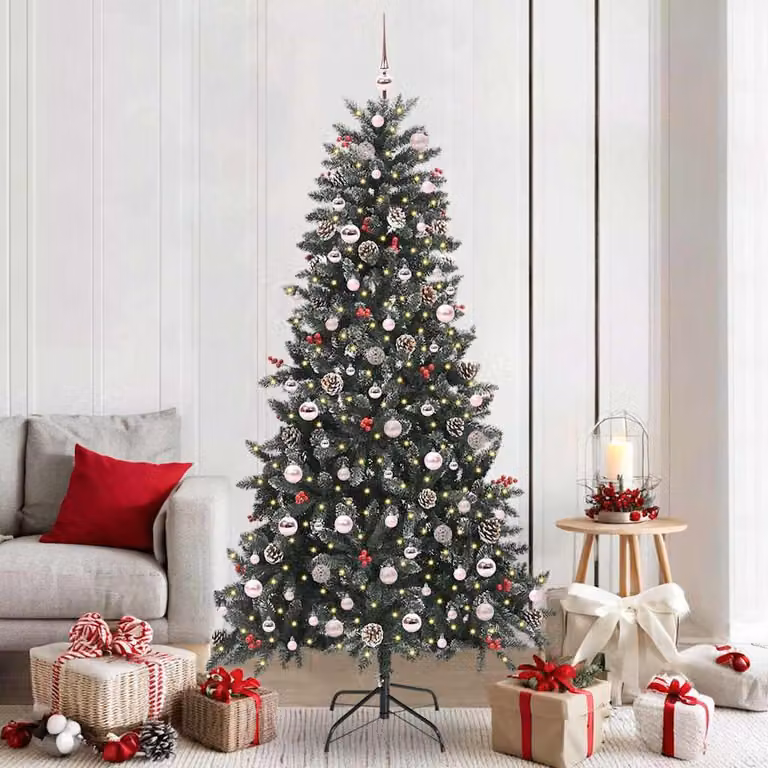 Maison Exclusive - Albero di Natale artificiale, verde, 210 cm, realizzato in PVC, plastica e acciaio