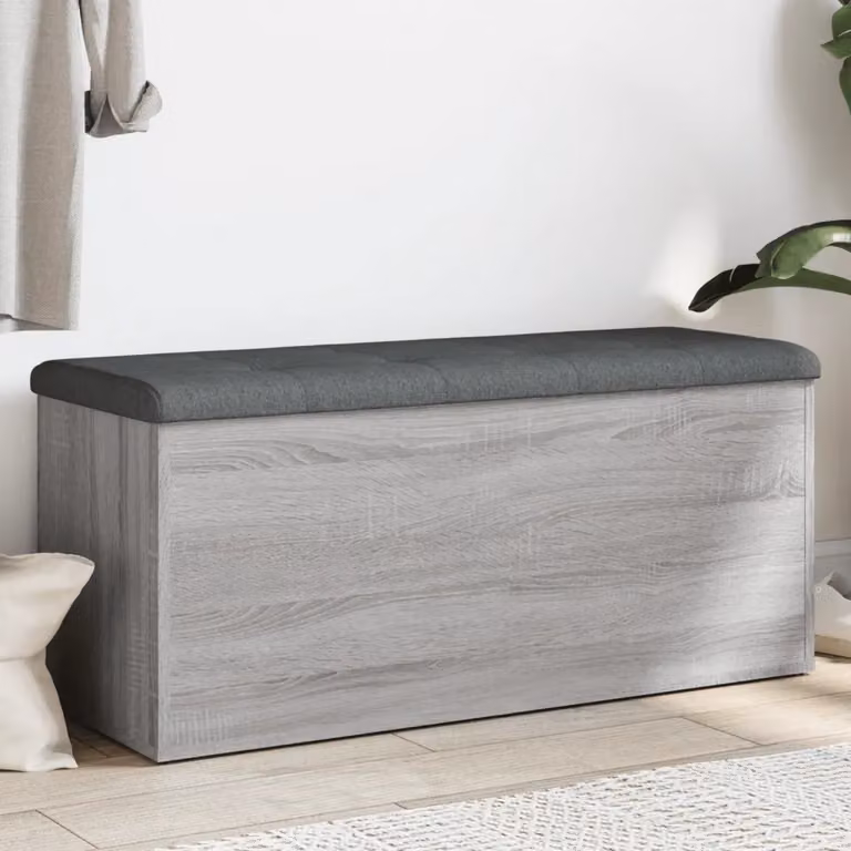 Panca portaoggetti e porta scarpe vidaXL in legno e MDF, colore grigio, L 102 x P 42 x H 45 cm