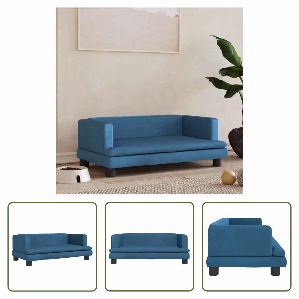 The Living Store Letto per cani blu 80x45x30 cm in velluto