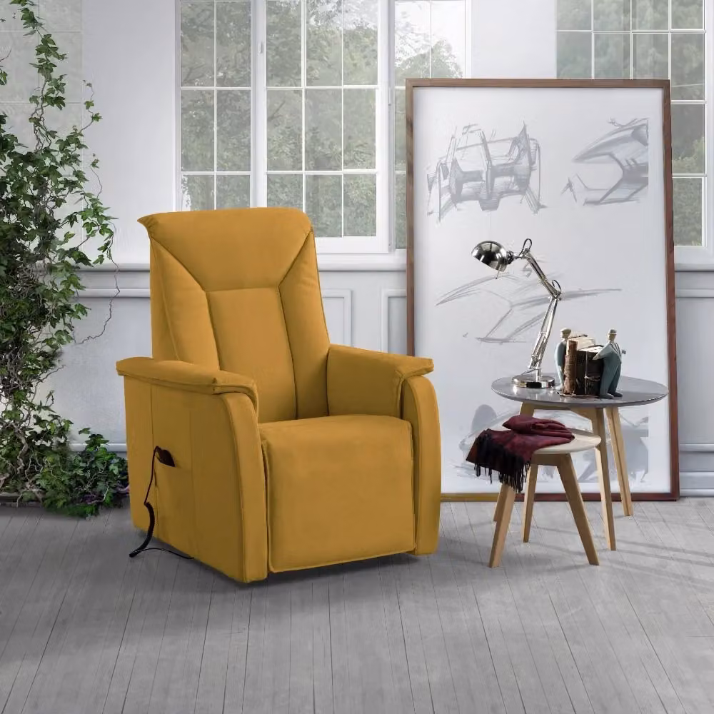 Poltrona Alzapersona Elettrica Baila GIORDANOSHOP in Microfibra Gialla con 2 Motori L: 82 cm, P: 108 cm, H: 84 cm – 2