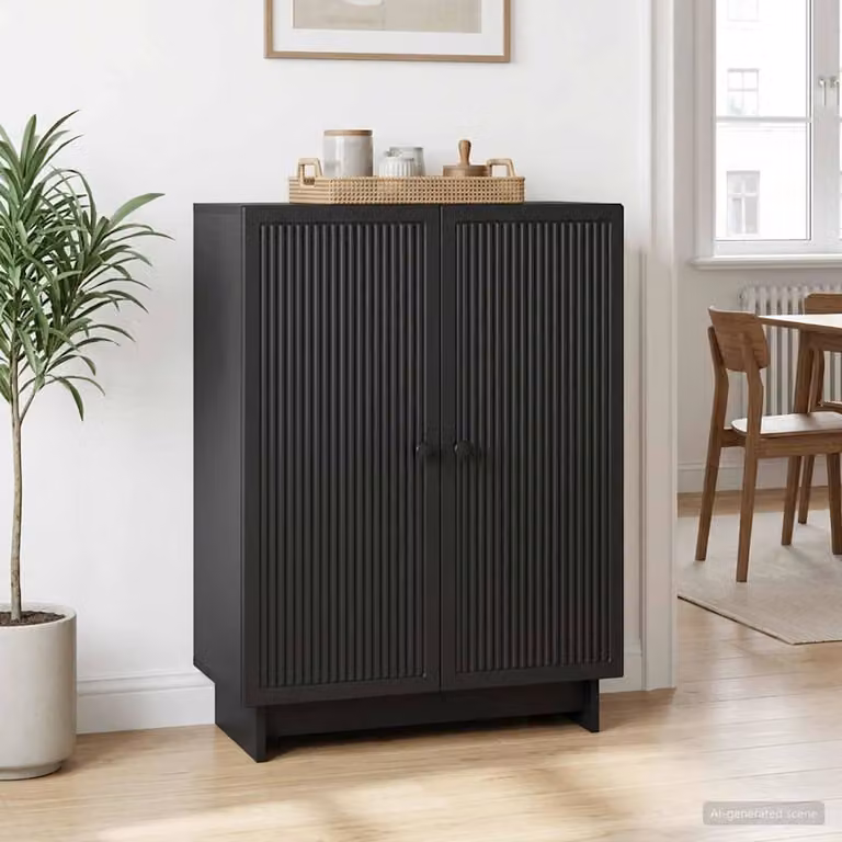 Credenza vidaXL in stile vintage nero in legno MDF e metallo L: 66 cm, P: 34,5 cm, H: 90 cm