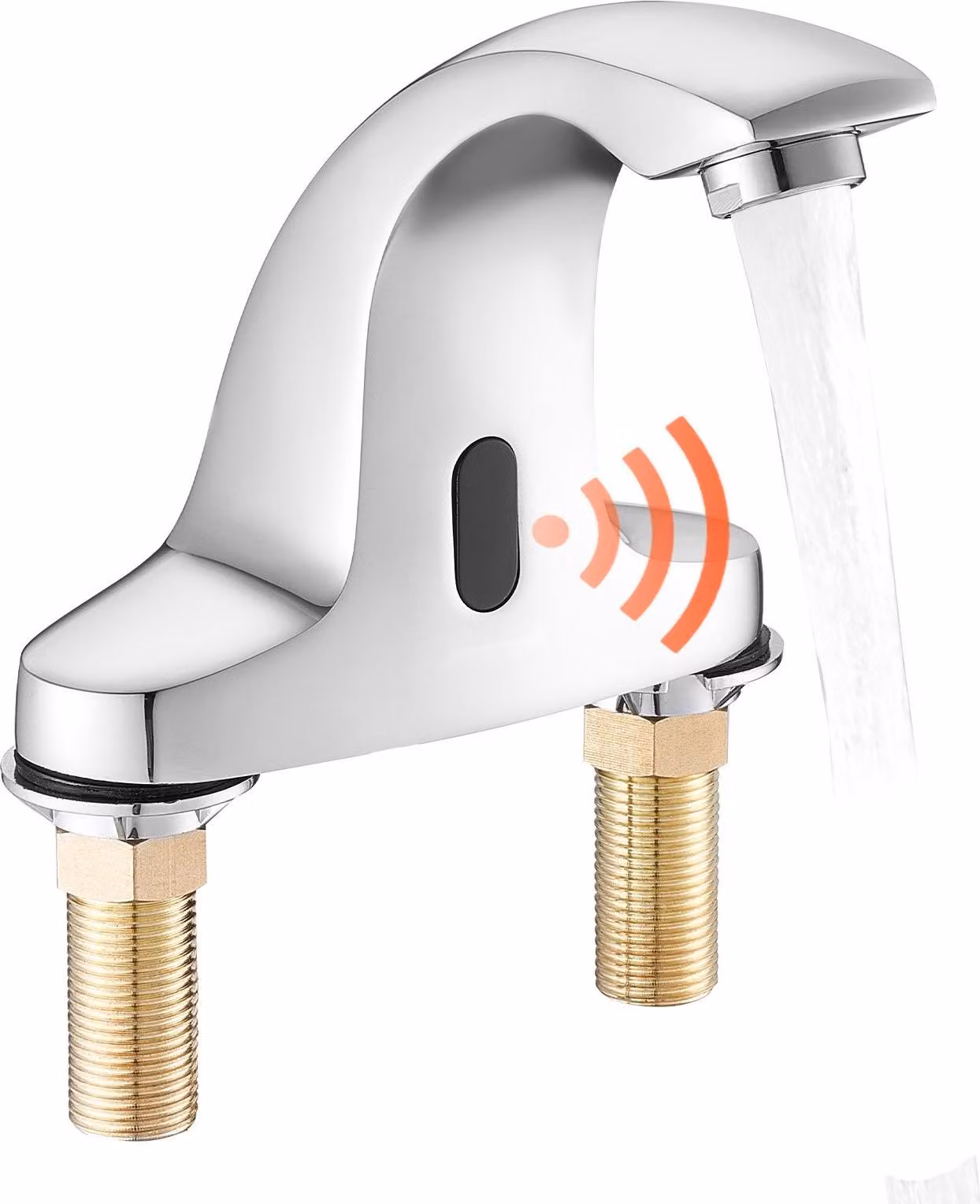 Rubinetto a sensore per lavabo - Rubinetto automatico a infrarossi - Touchless - Solo acqua fredda - Funzionamento a batteria - Installazione monoforo - Per ambienti commerciali/bagni - Cromo