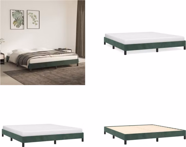 vidaXL Struttura letto verde scuro 180x200 cm in velluto - Struttura letto - Cornici letto - Struttura letto - Letto