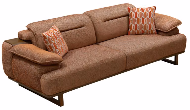 Braune Polstercouch Wohnzimmer Designer 3-Sitzer Sofa Stoffcouchen
