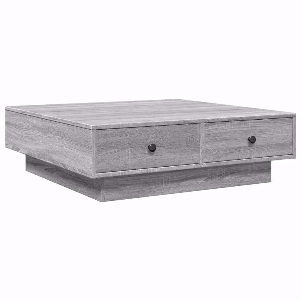 Tavolino da salotto quadrato vidaXL in legno e metallo grigio L/P/H: 90 x 90 x 28 cm – 2