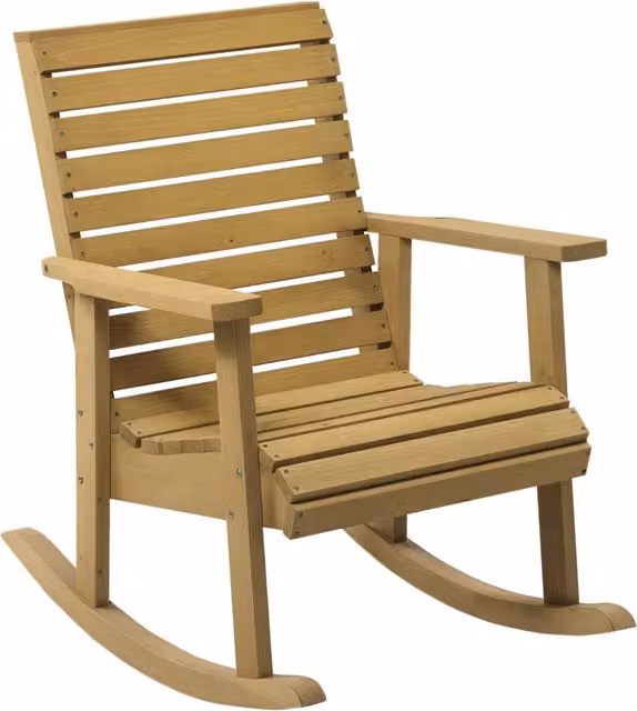 Sedia a dondolo da giardino ¨C Xylo ¨C legno naturale, seduta larga, 64x86x85 cm