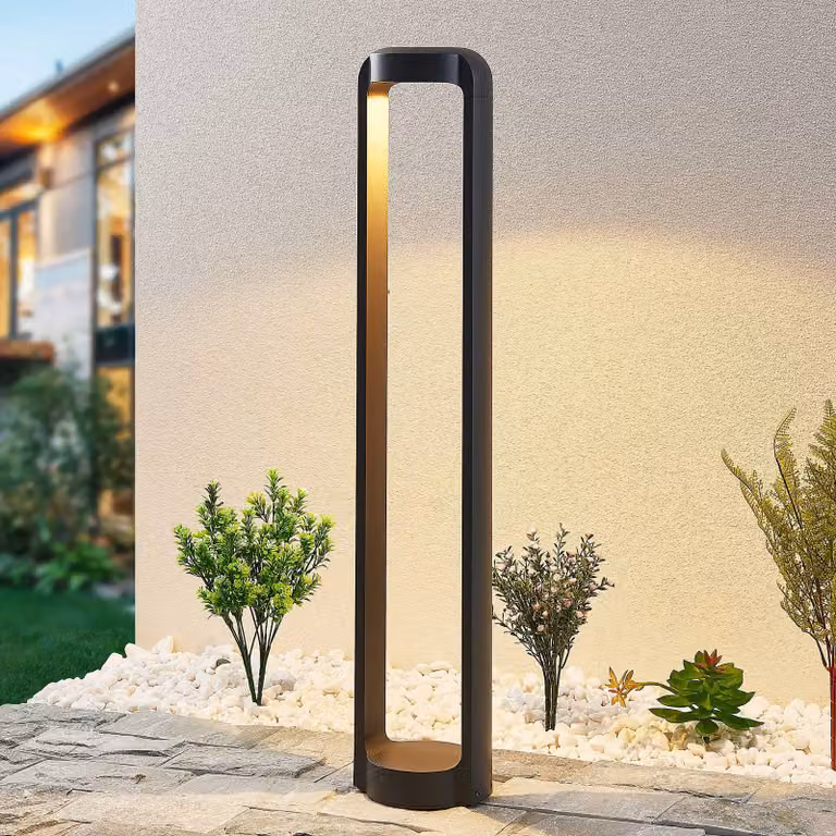 Lampioncino da giardino Habsa Lucande, Nero, Alluminio, Moderno, Lampada LED da esterni