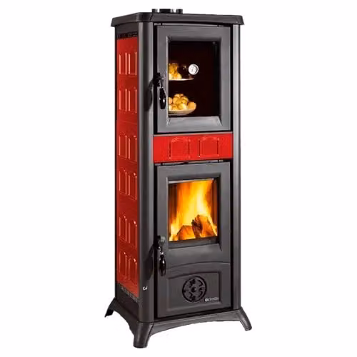 Stufa a legna Nordica Gemma Forno 165 colore Bordeaux con potenza 7,3kW – 2
