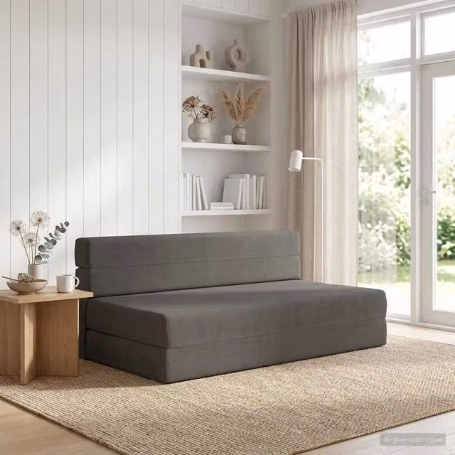 Divano Letto Pieghevole Moderno vidaXL in Tessuto Grigio L: 152 cm, P: 86,5 cm, H: 60 cm
