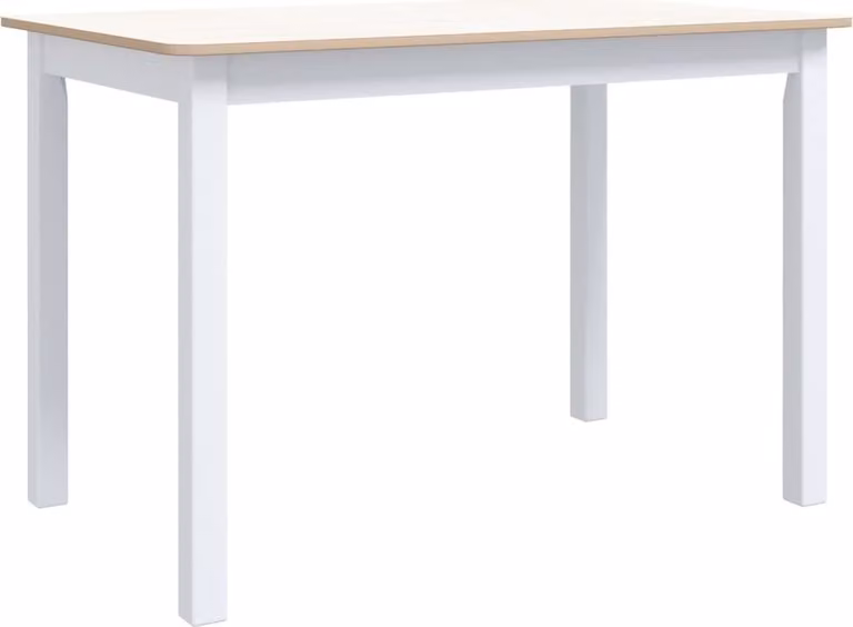 Tavolo da Pranzo Bianco e Marrone 114x71x75cm Massello di Hevea