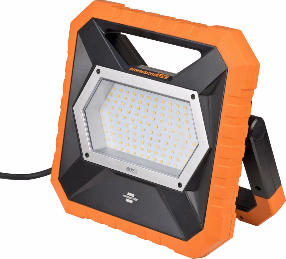Brennenstuhl professionalLINE Faretto da cantiere LED X 8050 M con presa di corrente / faretto da lavoro 80W con cavo RN da 5 m