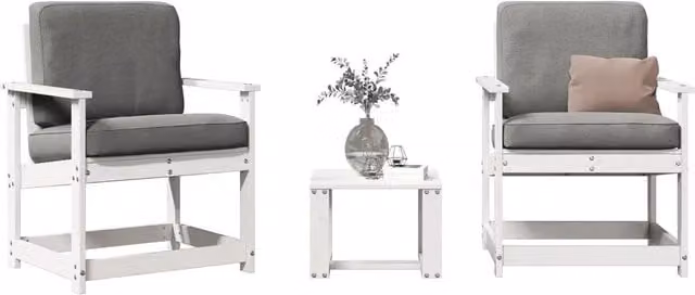 Set Salotto da Giardino 3 pz vidaXL in Legno di Pino Bianco Lacquered