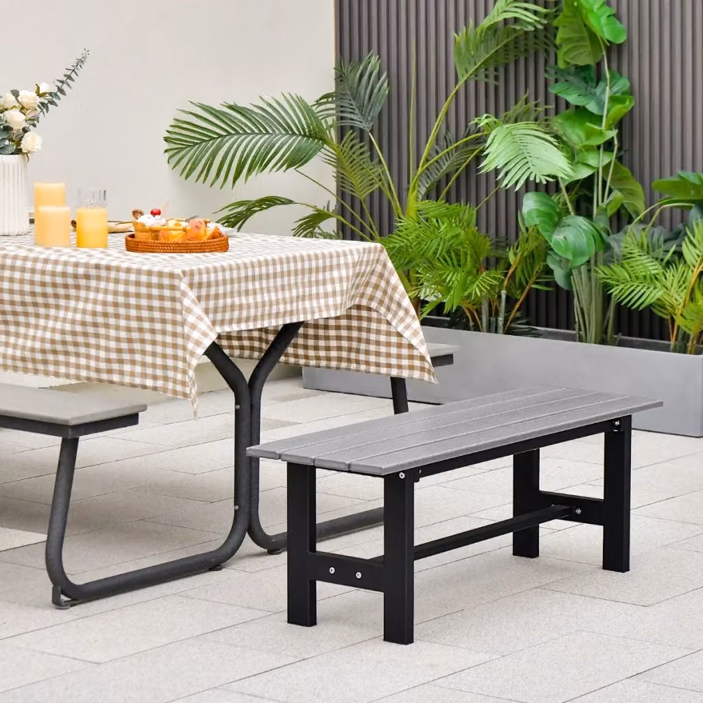 Panca da esterno a 2 posti con sedile a doghe in metallo Grigio, L: 120 cm – 2