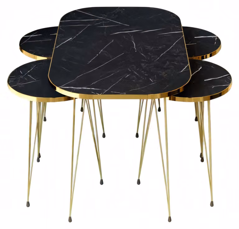Schwarzer Holz-Couchtisch mit Beistelltischen im modernen Stil