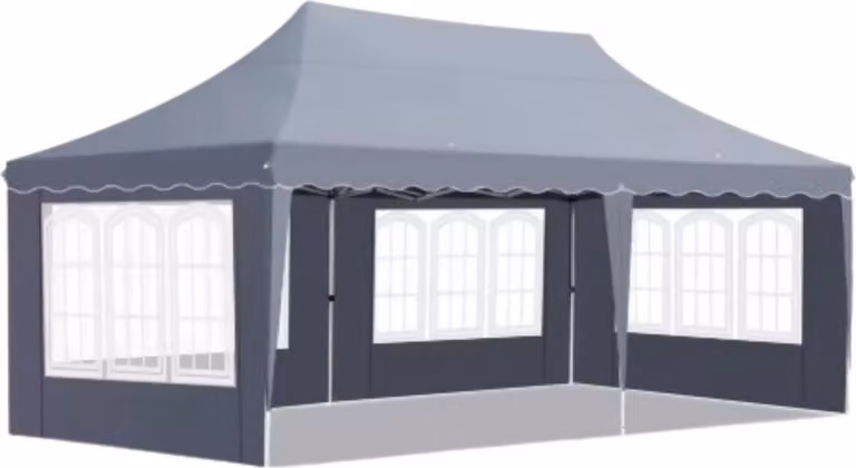 Gazebo pieghevole 3×6 m – Tenda da festa pop-up / tenda da giardino – Grigio scuro – Tessuto Oxford 420D – Con 4 pareti laterali rimovibili – Regolabile in altezza, impermeabile, resistente