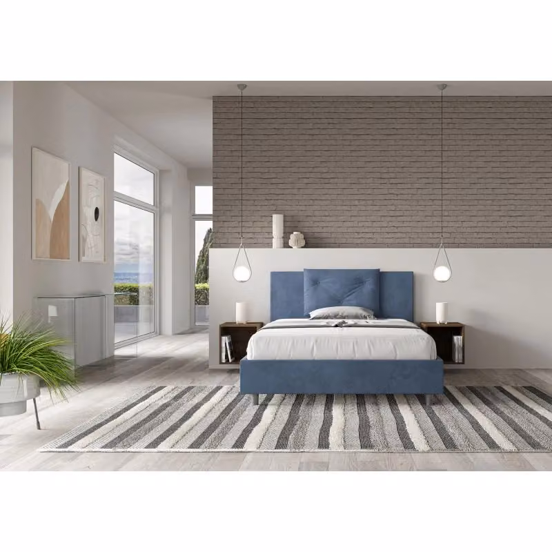 Letto imbottito Ityhome Appia in microfibra blu con rete L: 145 cm, P: 212 cm, H: 110 cm – 2