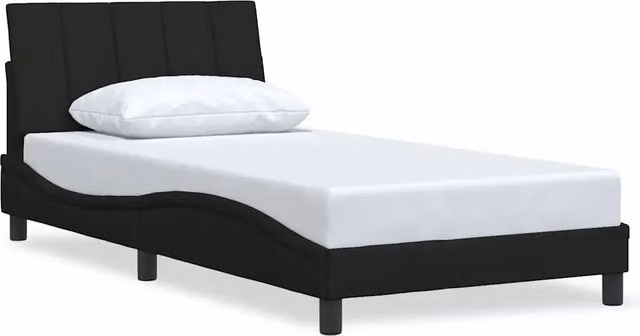 Letto singolo | Letto per adulti | Giroletto senza Materasso Hanko Nero 100x200 cm in Tessuto