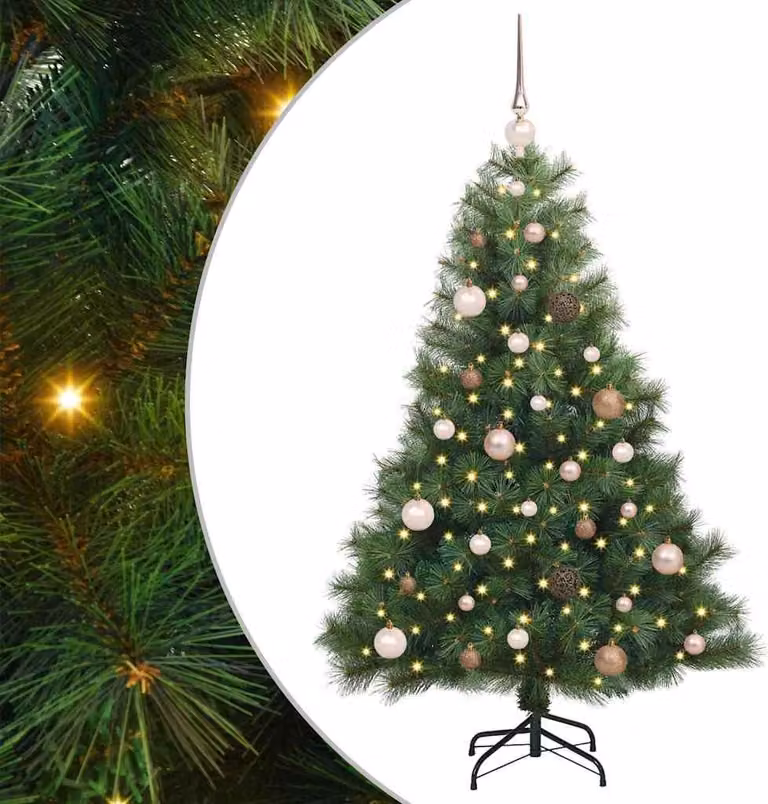 Albero di Natale artificiale con 150 LED Verde 150 cm PE e PVC
