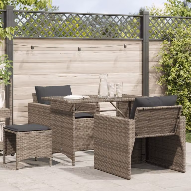 Maison Exclusive - Set da giardino 4 pezzi con cuscini Grigio Poly Rattan
