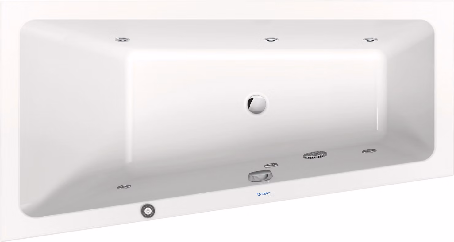 Duravit No.1 baignoire balnéo encastrée, trapèze, 1500x800mm, Jet Protect, 1 inclinaison du dossier à gauche, blanc, 760504000JP1000, 760504000JP1000