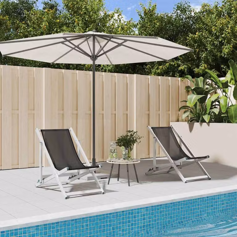 Set di 2 sedie pieghevoli vidaXL in alluminio grigio e textilene per giardino e terrazzo