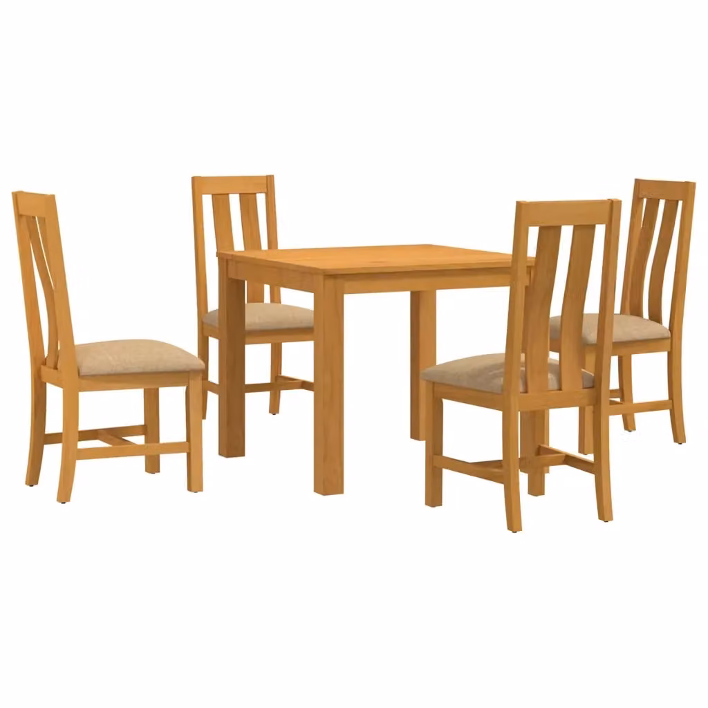 Set da pranzo moderno vidaXL in legno di quercia beige composto da tavolo quadrato e 4 sedie – 2