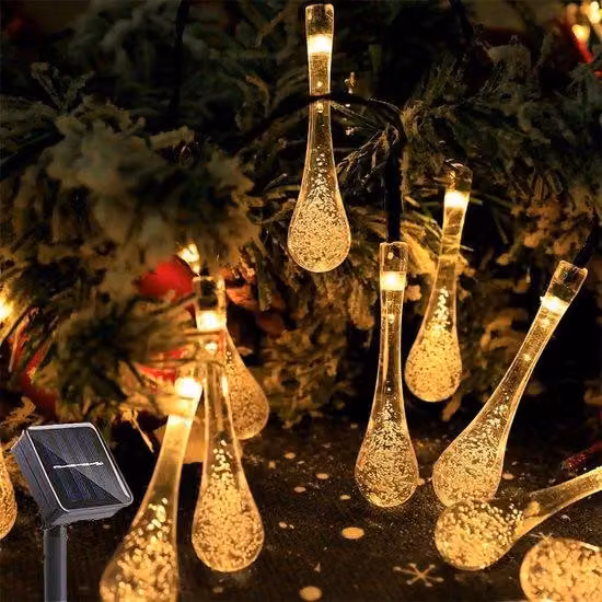 Luci da spiaggia a energia solare, 5 m, 20 LED, a forma di goccia, impermeabili, senza fili, per esterni, giardino, terrazza, feste