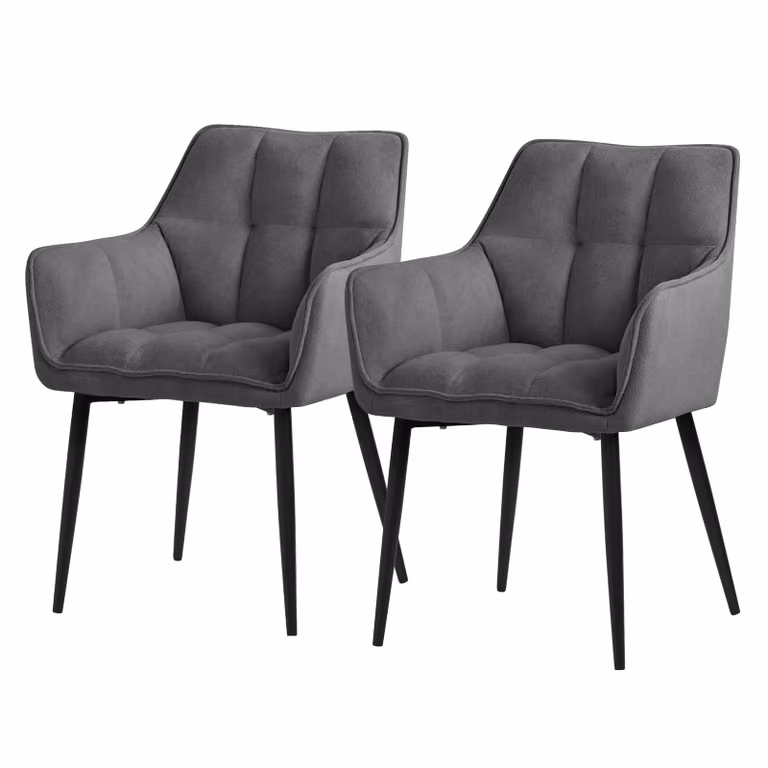 ML-Design 2x sedia da pranzo in spugna, grigio scuro, con seduta imbottita di spessore