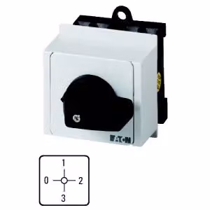 Interruttore a gradini Eaton, T0, 20 A, montaggio su quadro, 2 moduli, contatti: 3, 90°, con scatto, con posizione 0, 0-3, n. 15052 011217