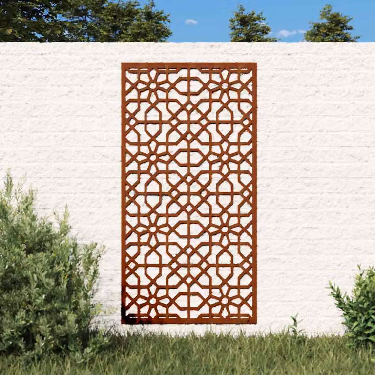 Decorazione Muro da Giardino vidaXL in Acciaio Corten Marrone con Design Moroccan e Motivi Geometrici L: 105 cm, H: 55 cm