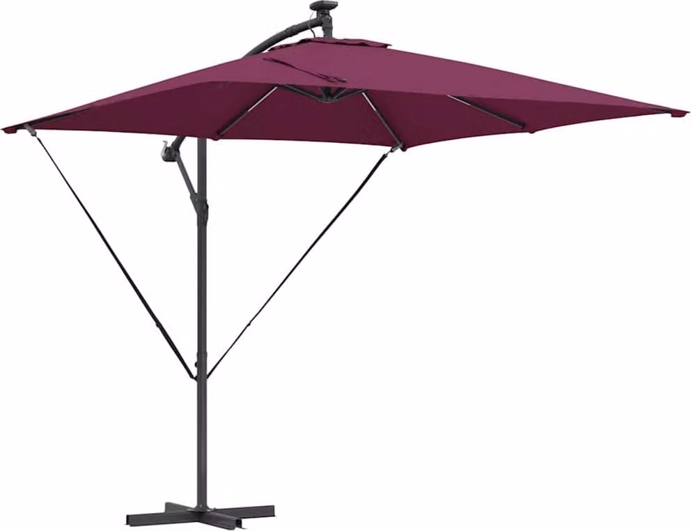 Ombrellone con strisce LED Rosso Bordeaux 249 x 249 x 250 cm