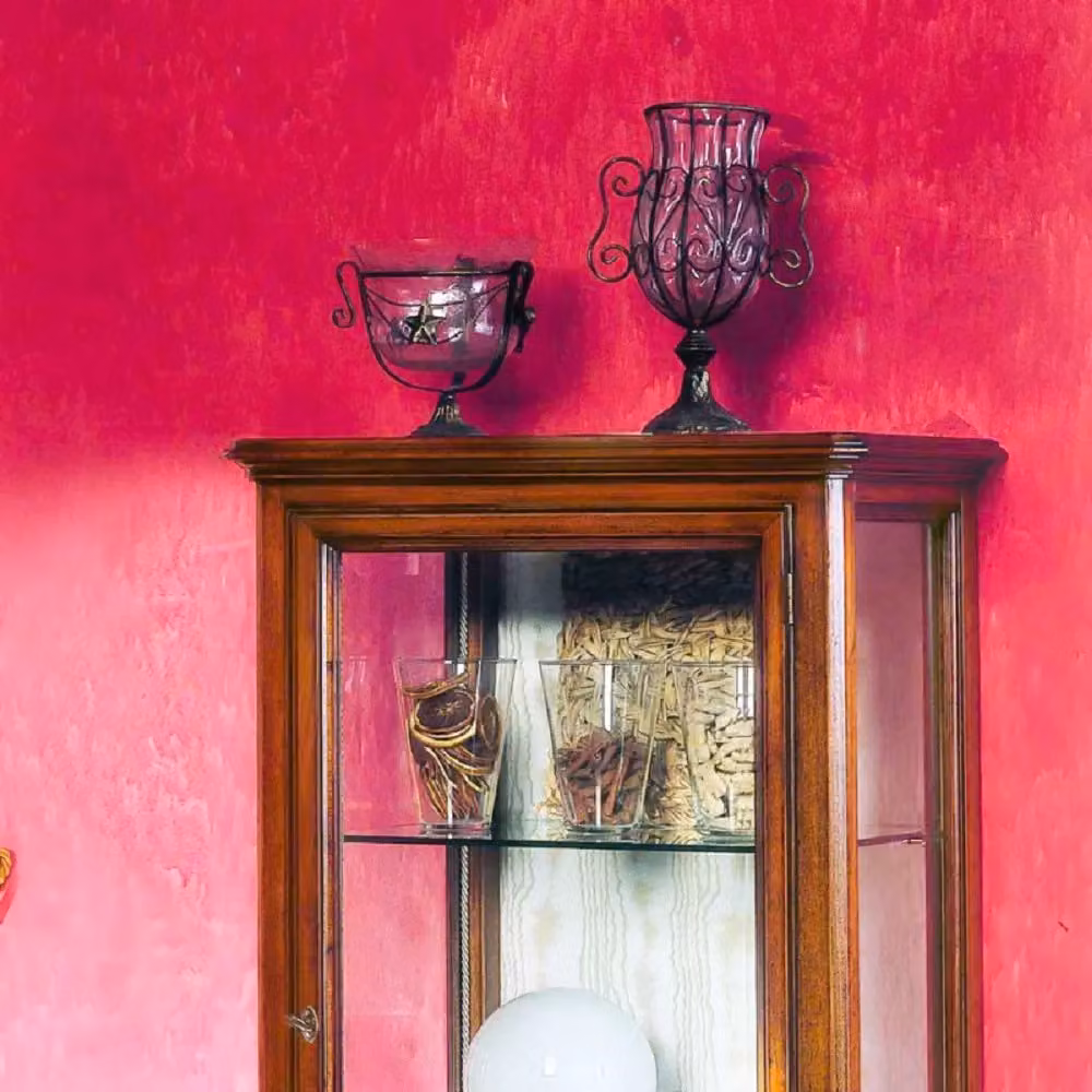 Vetrina classica in legno con porta in vetro e cassetto Mobili 2G finitura Bassano L: 60 cm, P: 40 cm, H: 130 cm – 3