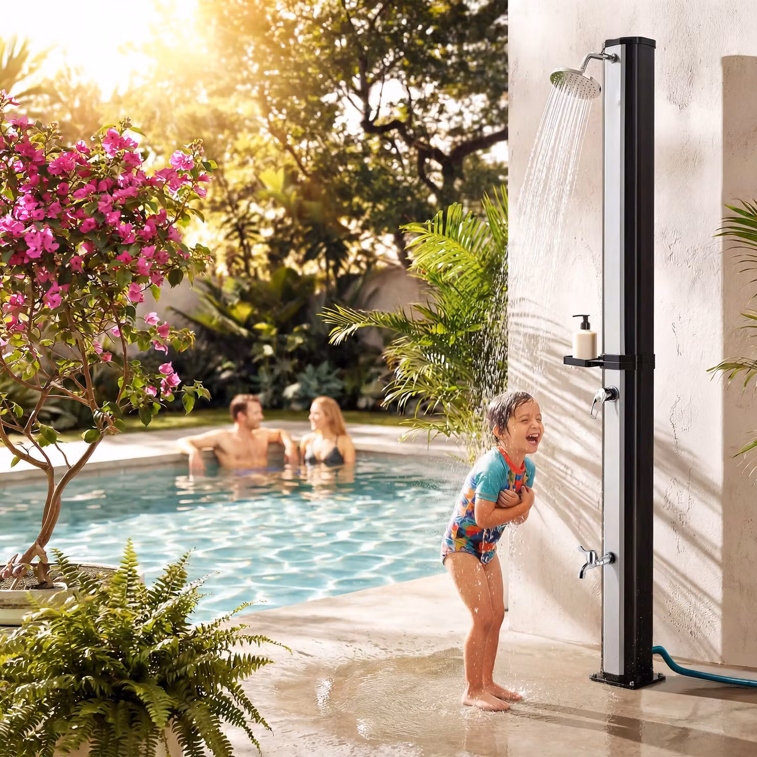 Doccia solare Ofanto tectake con capacità 35 l - nero/argento – 1