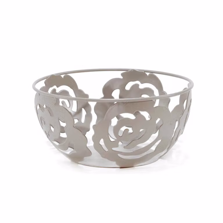 Centrotavola in metallo GUSTO CASA colore tortora Diametro: 24 cm, Altezza: 12 cm