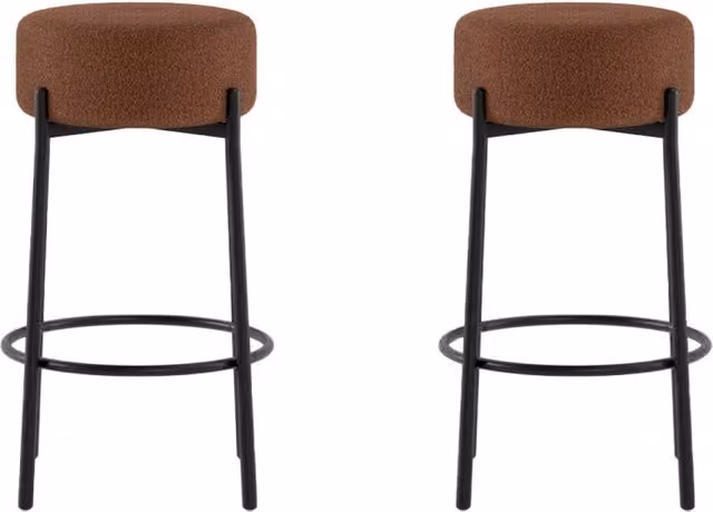 Set di 2 sgabelli Syd GIORDANOSHOP in tessuto marrone con struttura in metallo L/P/H: 41 x 41 x 67 cm
