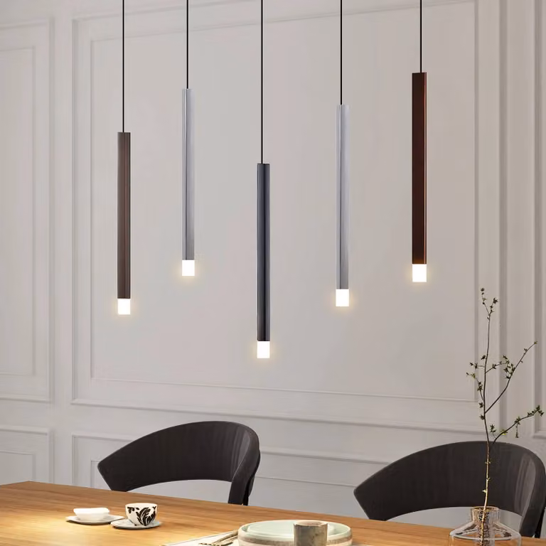 Lucande Lampada LED a sospensione Stoika, 88 cm, 5 luci, metallo Stoika Lucande, dimmerabile, Nero, Soggiorno / Sala da pranzo, Metallo, Moderno