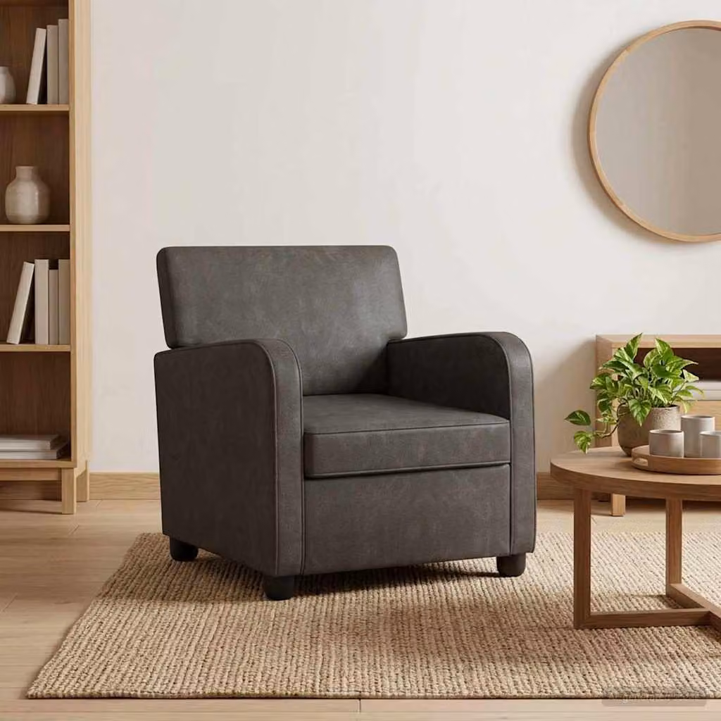 Poltrona lounge moderna vidaXL in similpelle nera con braccioli