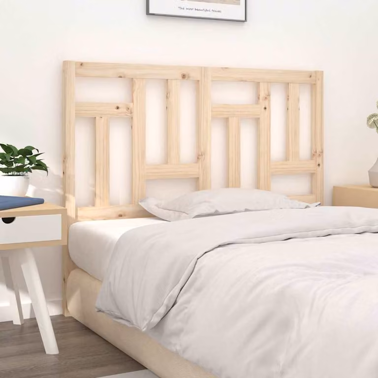 Testiera per letto vidaXL in legno massello di pino non trattato, L 140,5 x P 4 x H 100 cm