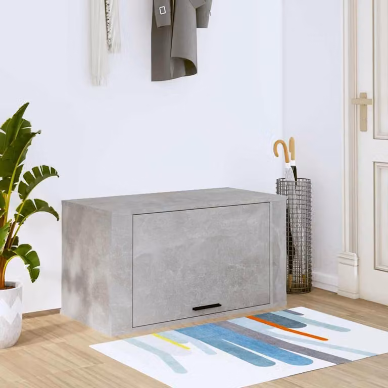 Scarpiera a parete moderna vidaXL in legno, Grigio, L 70 x P 35 x H 38 cm