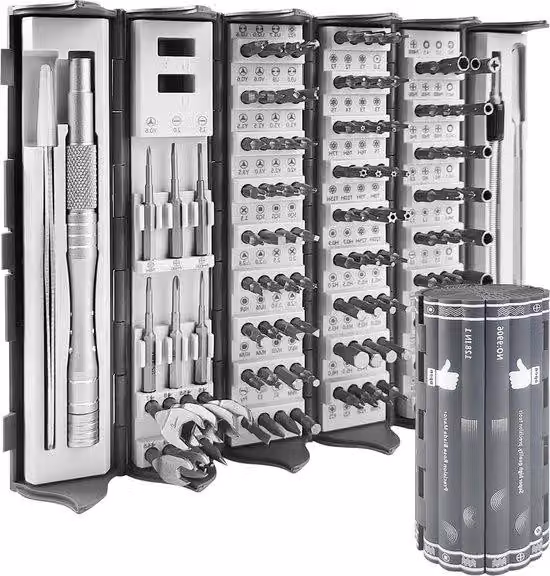 Set combinato di utensili da 128 pezzi in acciaio inossidabile nero magnetico