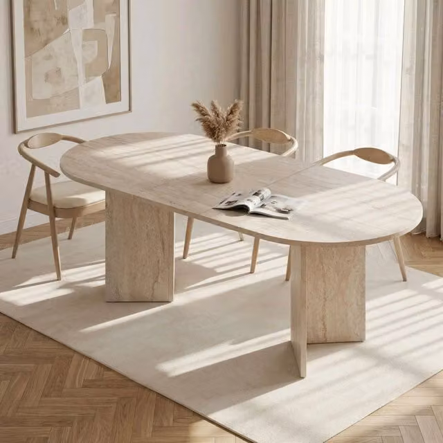 Noba, Tavolo Allungabile Allungabile, 160x90x75h cm Beige Marmo