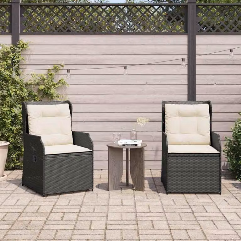 Maison Exclusive - Panca da giardino, 2 pezzi, colore nero, realizzata in rattan sintetico