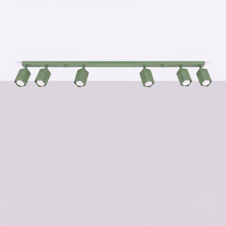 Plafoniera RAYO 6L verde salvia 6xGU10 10W alluminio 16,5x6x117cm Sollux Lighting