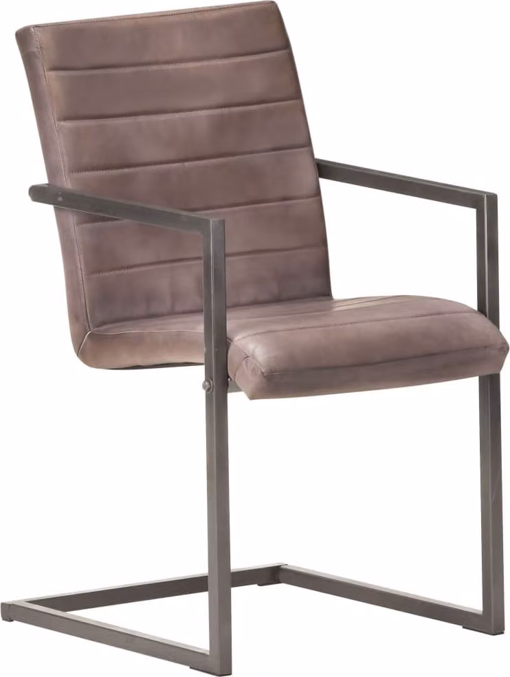 vidaXL Sedia a sbalzo 4 pz. Vera pelle marrone