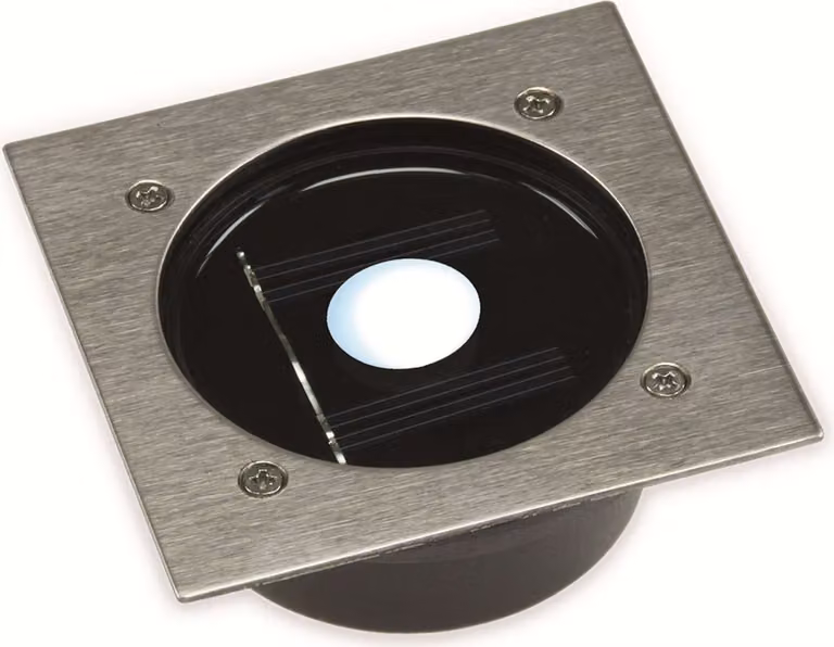 ChiliTec Solar LED spot a terra CTB-E, angolare LxHxP 10x10x4cm, IP44, frontale in acciaio inox