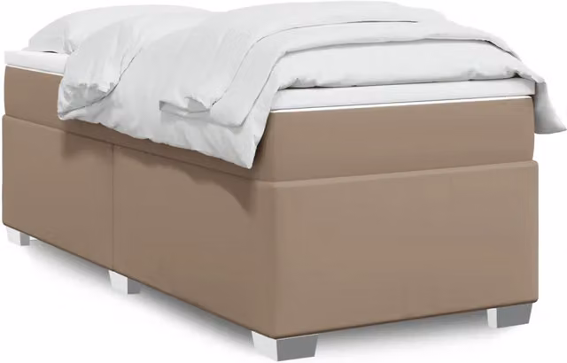Letto a molle con materasso ibrido vidaXL in similpelle color cappuccino, L/P/H: 80 x 200 cm