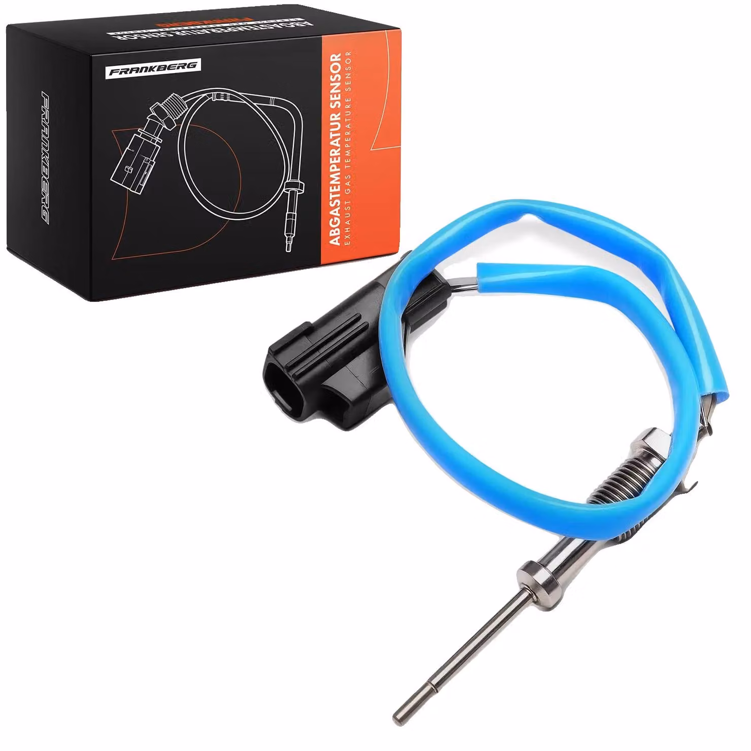 Sensore di temperatura, filettatura M12x1,25, lunghezza 418 mm, lunghezza del cavo 360 mm, 2 connettori, alloggiamento di connessione rettangolare