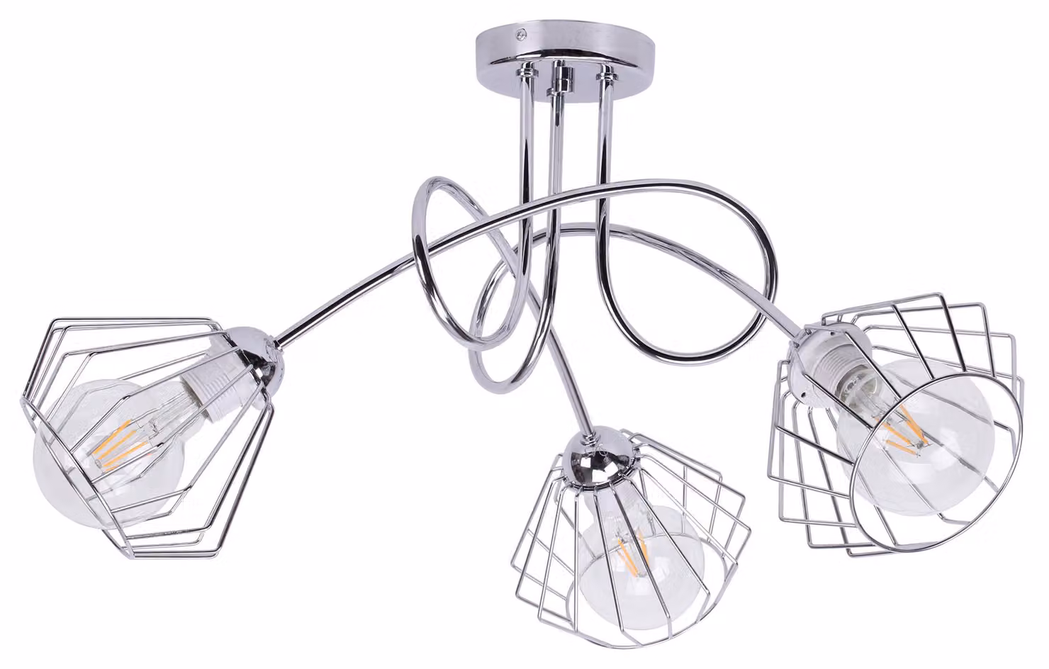 Lampada a sospensione a LED, lampada da soffitto in filo metallico cromato, stile loft – Lampada a sospensione moderna di design per il soggiorno